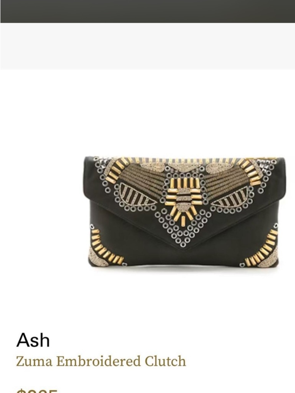 Ash Embroidered Envelope Clutch with Gold and Accents - Picture 8 of 8